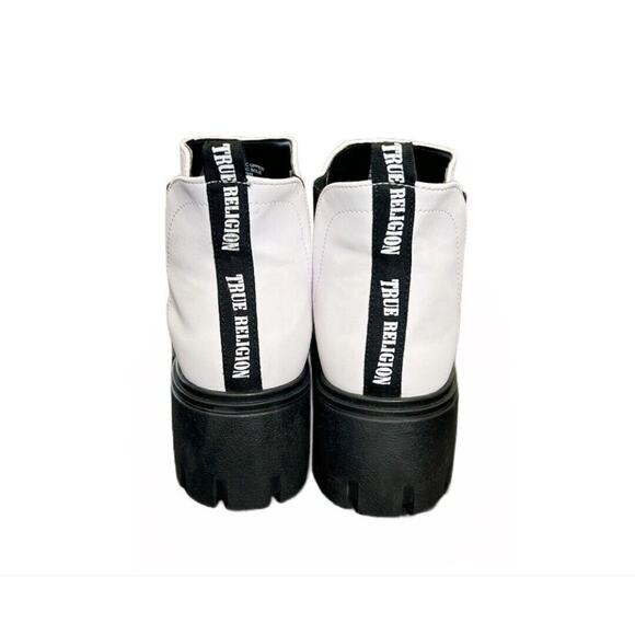 True Religion White Women's Slip On Ankle Boots‎ Chunky Black Lug Sole Size 11 - Picture 5 of 6